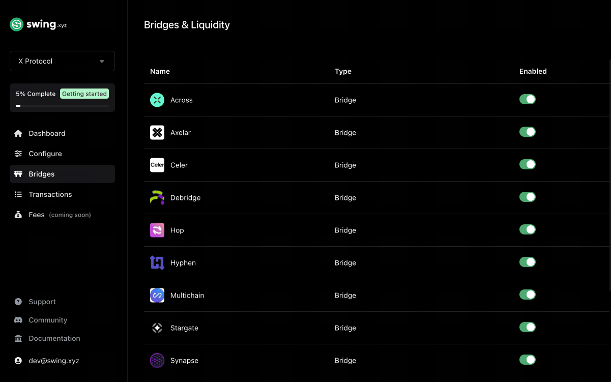 Configure bridges